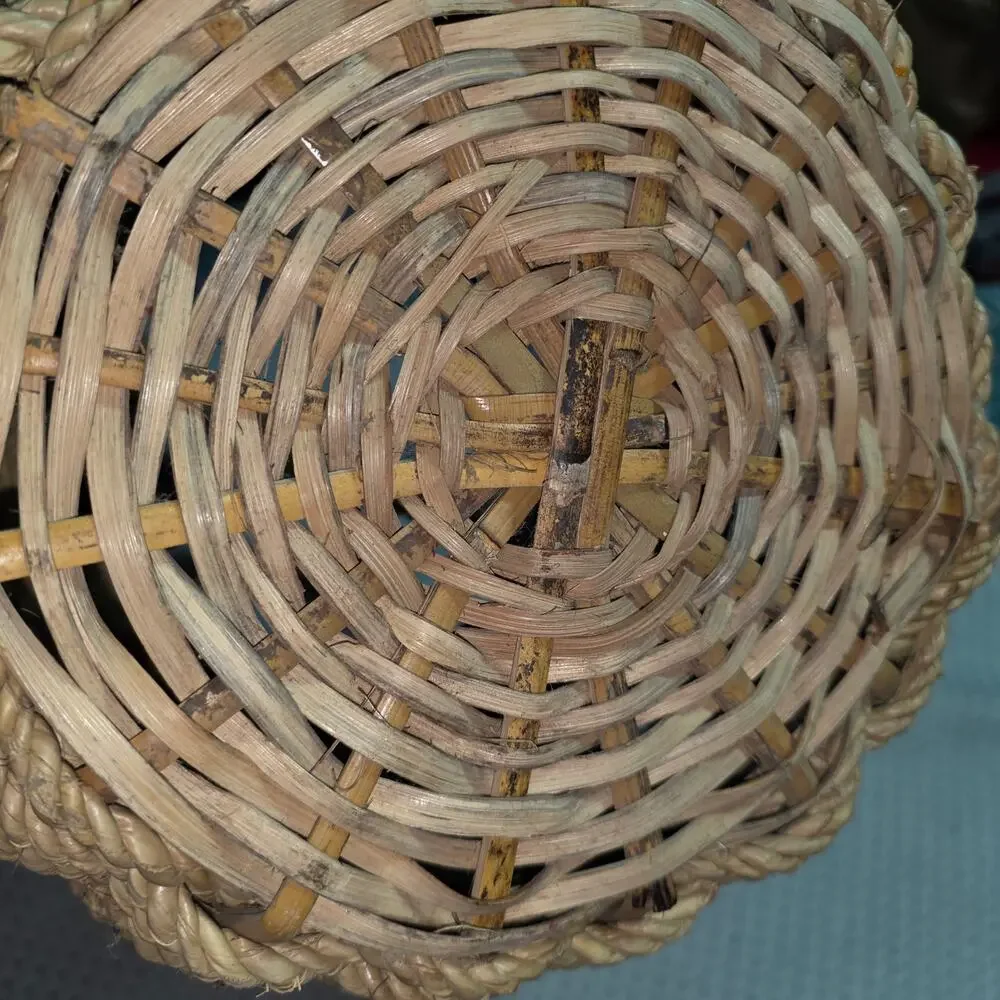 VINTAGE WICKER BASKET WITH HANDLE PLANTER STYLE